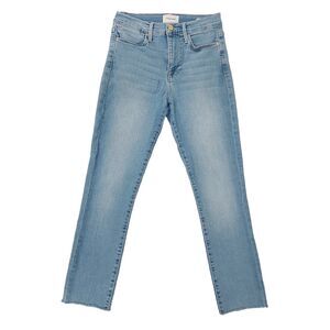 Frame Le High Skinny Jeans Womens 27 Blue Stretch Medium Wash Denim Raw Hem